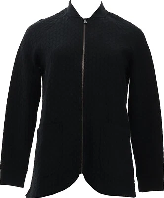 Chaqueta Isaac Mizrahi Cremallera Frontal Jacquard Tejido con Cable Negra XXS NUEVA SIN ETIQUETAS (92) Foto 1 de 4