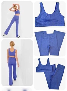 Gap Teen 18 Crossover Flare Leggings Sports Bra Top Blue Gapfit Set - Picture 1 of 12
