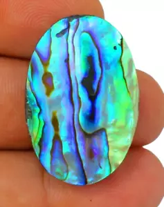 37 CT NATURAL AMMOLITE FIRE MERMAIDS ABALONE SHELL OVAL CABOCHON GEMSTONE BL-186 - Picture 1 of 5