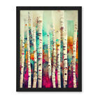 Birch Tree Forest Vibrant Painting Framed Wall Art Picture Print 18X24