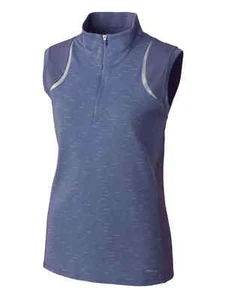 NWT ANNIKA CUTTER & BUCK Sport Slate Gray Elite Sleeveless Mock Golf Shirt - L - Picture 1 of 1