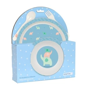 Elefant 4.tlg Kindergeschirr Set Baby Geschirr BPA FREI Essgeschirr Geschenkset - Bild 1 von 12