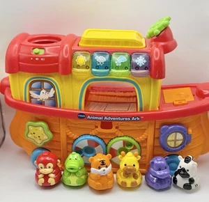 VTech Animal Adventures Ark Lights Music Sound Effects With 6 Animals - Works! - Picture 1 of 8