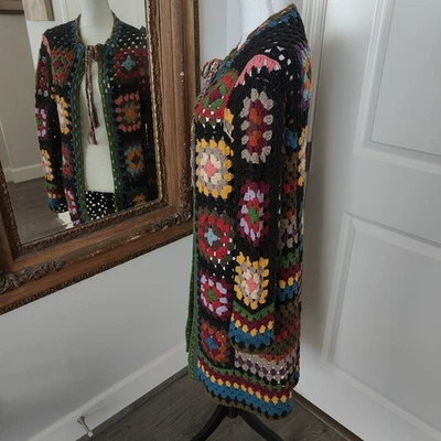 Plumero Lucky Brand Crochet Granny Cuadrado Colorido Multi Mujer Talla S/M Foto 1 de 4