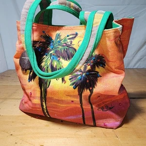 PAUL BRENT Puesta de sol Palmera Sol y arena y playa Cartera de lona Bolso de mano de hombro  - Imagen 1 de 7