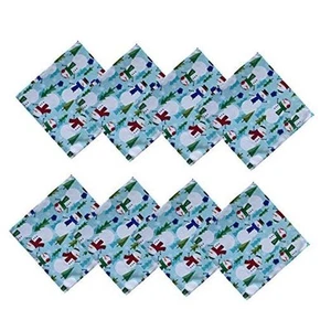 Blue Snowman Fun Christmas Fabric Napkins, Cheerful 17" x 17" (Set of 8) - Picture 1 of 5