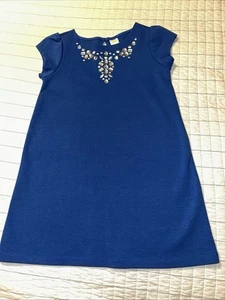 Gymboree Seaside Stroll Royal Blue Ponte Shift Stretch Gem Dress 8 - Picture 1 of 9
