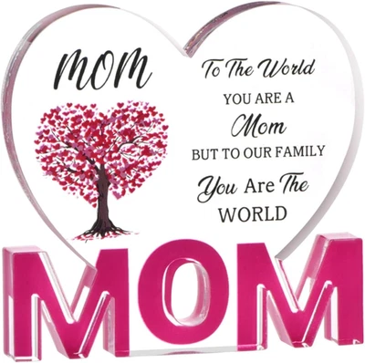 Placa de corazón de acrílico - Regalos de Navidad pensativos para mamá de familia Foto 1 de 4