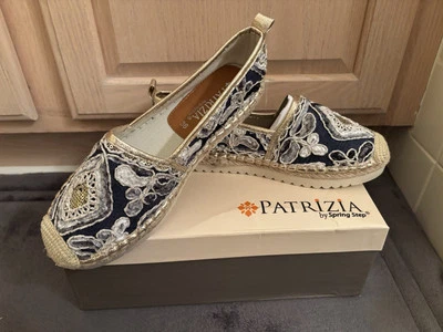 Patricia By Spring Step Navy Blue/Ivory, Sequin, Slip On Shoes, Sz 5 1/2-6 (36) - Image 1 of 4