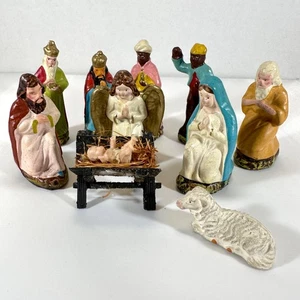 Presepe natalizio vintage - gesso dipinto a mano - alto 3" - Germania - Foto 1 di 14