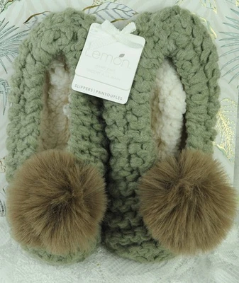 Новый с Ярлыками лимон женщин балет тапочки ручной вязки нескользящий шалфей размер маленький 5-7 - Изображение 1 из 2