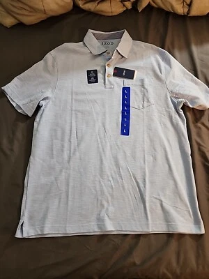 Camisa masculina de golfe Izod azul claro toque macio grande nova com etiquetas - Imagem 1 de 4
