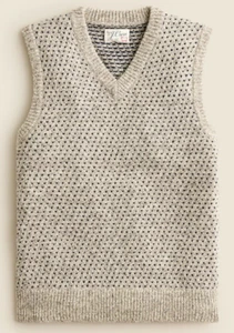 NWT J Crew 100% English Wool Bird's Eye Sweater Vest in Beige - Picture 1 of 1