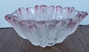 Mikasa Walther Glass Vintage Pink Frosted Tulip Serving Bowl - Picture 1 of 7