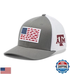 Columbia Unisex Collegiate PFG Mesh Fish Flag Ball Cap, TAM - Titanium, Large - Picture 1 of 3