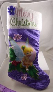 Disney Tinkerbell Merry flowers purple  Christmas Stocking  - Picture 1 of 7
