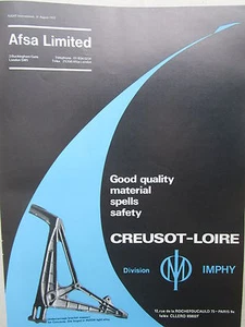 8/1972 PUB CREUSOT LOIRE IMPHY UNDERCARRIAGE CONCORDE ALLOY ORIGINAL AD - Imagen 1 de 1