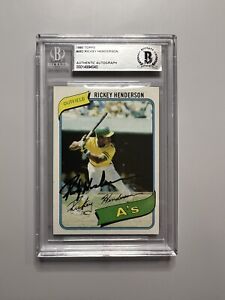1980 Topps Rickey Henderson RC Autographed Rookie Card BAS Certified 