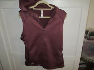 adidas quilted hoodie sleeveless ladies large mauve workout shirt top - Picture 1 of 4