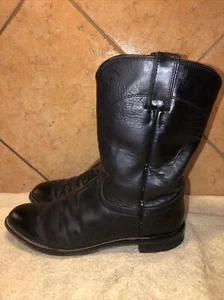 Justin 3133 Cuero Negro Botas Roper Occidentales Talla 8 D ENVÍO GRATUITO - Imagen 1 de 7