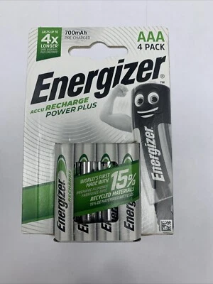 Energizer Power Plus AAA HR03 700mAh Pre Charged Rechargeable Batteries 4 Pack - Image 1 of 4