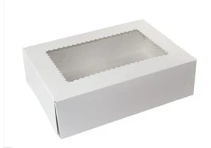 10Pcs 14X10X4 Cake Boxes Rectangle Bakery with Window White Quarter Sheet Large - Picture 1 of 3