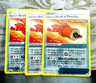 SINGLE STRIKE SCROLL OF PIERCING Reverse Holo 154/198 Pokemon Chilling Reign - Image 1 of 4