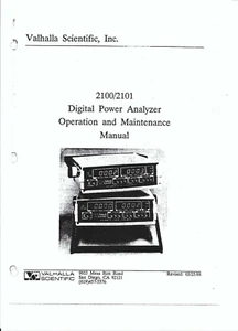 Valhalla Bedienungsanleitung user manual für Digital Power Analyzers 2100/2101 - Picture 1 of 1