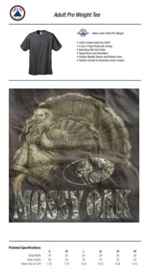 Men's Short Sleeve Crew Neck T-Shirt Wild Turkey Graphic Logo Brown Mossy Oak - Image 1 of 4
