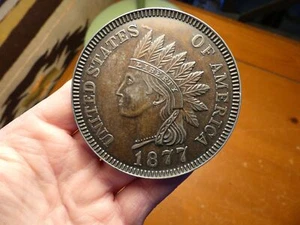 Vintage Coaster 3" 1877 One Cent Indian Head Penny - Picture 1 of 6