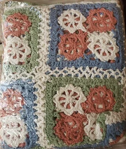 NEW Crochet Afghan Handcrafted Heirlooms Linen And Cotton 50" X 60" Multicolor - Picture 1 of 2