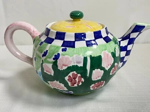 Grazia Deruta Italy My Garden Large Teapot Sharon Frantz Rare Italy Majolica - Picture 1 of 12