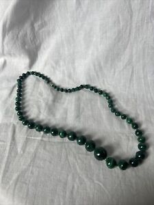 VINTAGE MALACHITE NECKLACE LONG 23" IN TOTAL 105G APROX