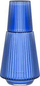 Caraffa acqua da comodino vintage con bicchiere - brocca a costine 37 oz e abbinata - Foto 1 di 8