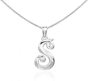 925 Sterling Silver Initial Alphabet Necklaces Letter 'S' Pendant Necklace Gifts - Picture 1 of 6