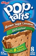 Kellogg's Pop-Tarts Unfrosted Brown Sugar Cinnamon 8 Count 14oz Box Pack of 2