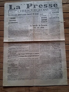 LA PRESSE CHERBOURGEOISE 31/07/1944 / LIBERATION BREHAL GAVRAY PERCY - Picture 1 of 1
