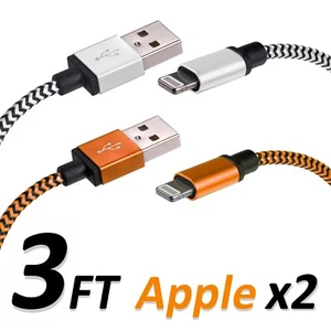 3FT iPhone USB Data Charger Cable Braided For Apple Devices High Quality 2 SETS - Picture 1 of 1
