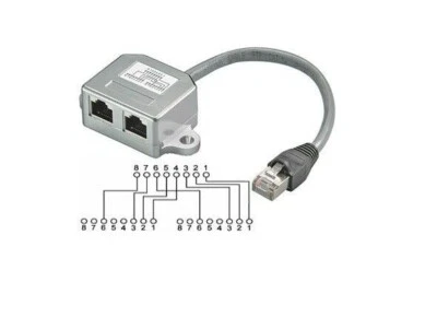 SPLITTER Cavo di Rete Ethernet RJ45 Cat5e FTP LAN Adattatore Patch per ADSL PC - Immagine 1 di 3