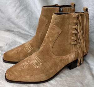 Western Fringe Boot Donald Pliner Mona Suede Boho Size 9 Cowgirl Ankle Rodeo - Picture 1 of 9