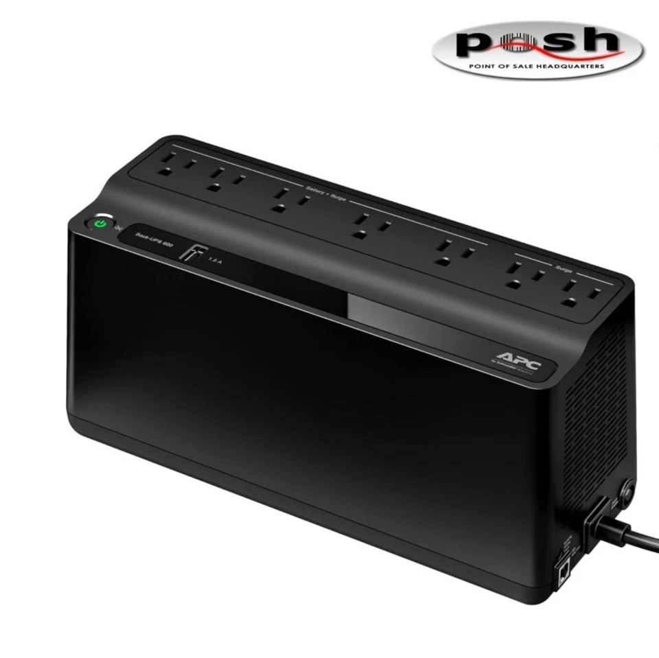 NEW - APC BE600M1 Back-UPS 600VA 120V – 7 Outlets, 1 USB Charging Port - Image 1 of 2