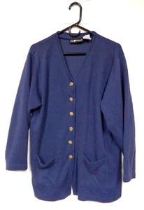 Women's SAG HARBOR Button Up Cardigan Style 3905SR ~ BLUE ~ Size: LARGE - Picture 1 of 6