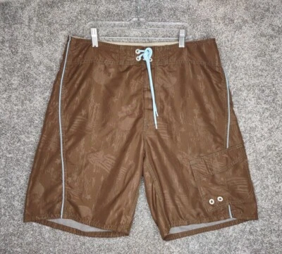 Mossimo Boardshorts Mens 34 Brown Skulls Quik-Dri Flat Front Chino MTFU Vibe - Image 1 of 4