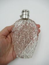 Antique UNGER BROS STERLING 925 FINE Silver and Cut Glass Flask VGC