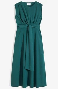 schickes Midi-Kleid mit Drapierung Gr. 46 Mattgrün Sommerkleid Freizeitkleid Neu - Bild 1 von 1