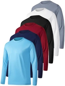 6 Pack Long Sleeve Shirts for Men Moisture Wicking UPF SPF Sun Protection Tee... - Picture 1 of 6