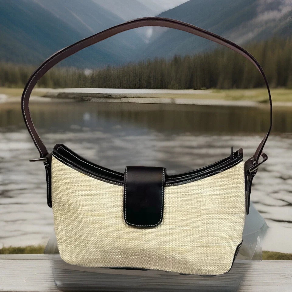 BOLSA TOTE HAROLDS FEMININA PRETA FIRME COURO E PALHA ALÇA SUPERIOR TAMANHO 7,5X11 - Imagem 1 de 4