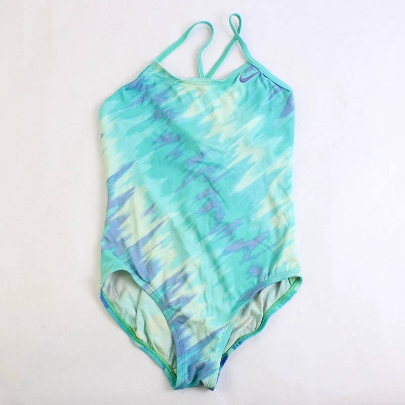 Nike Swim Gir'ls Crossback One Piece Swimsuit Teal & Purple Size 8 - Image 1 of 4