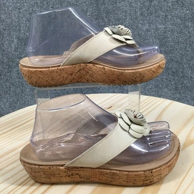 Sandalias Crocs Mujer 7W A-Leigh Sin Corcho Cuña Plataforma Tanga 15368 Beige Foto 1 de 4