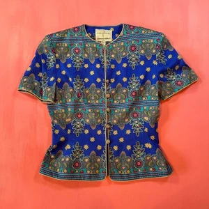 Vintage 90s Silk Women's Button Front Floral Boho Shirt Vintage Silk Womens Top - Picture 1 of 7
